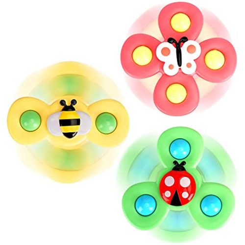 ALASOU 3PCS Suction Cup Spinner Toys for 1 Year Old Boy Girl|Spinning Top Baby Toys 6 12 18 Months|1 2 Year Old Boy Birthday Gift|Baby Bath Toys for Kids Ages 1-3|Sensory Toys for Toddlers 1-3 - Ladybug