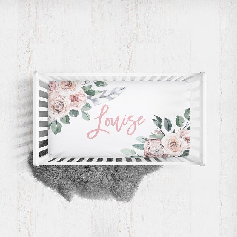 Personalized Crib Sheet - Floral