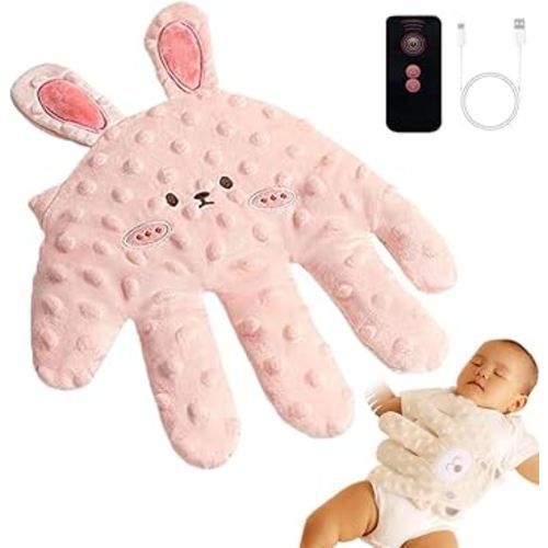 Baby Soothing Palm, Baby Patter for Sleep, Baby Startle Prevention Hand Glove Electric Baby Hand Pillow Red Bean Filling Cute Baby Soothing Palm for Newborns Baby Girl Baby Boy (Pink Rabbit)