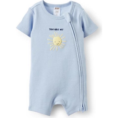 The Billie Short Sleeve Zip Romper, 0-3M