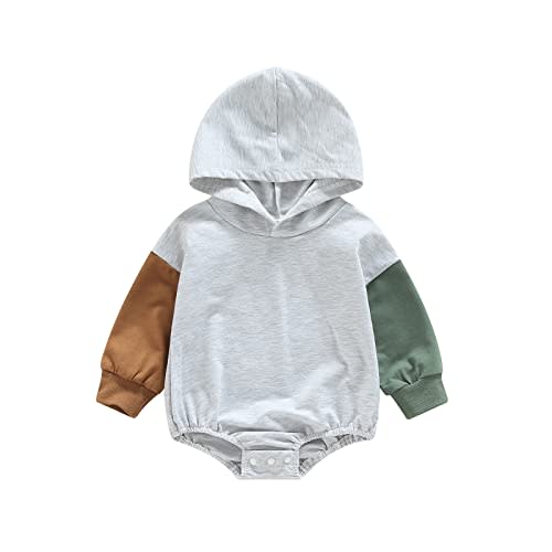 JLKGICF Infant Baby Girl Boy Oversized Sweatshirt Top Color Block Long Sleeve Romper Pullover Cute Fall Winter Clothes