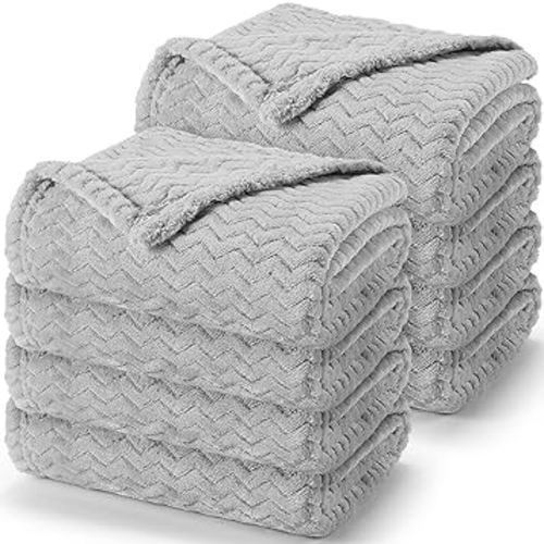 VitalCozy 8 Pcs Baby Blankets Soft Throw Blankets Cozy Crib Blanket Plush Warm Fleece Swaddling Blankets Unisex for Newborn Infant Toddler Receiving Blankets Nursery(24 x 32 Inch)