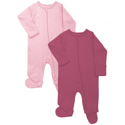 Wonder Nation Baby Gender Neutral Zip Front Footed Sleep N Play Pajamas, 2-Pack, Sizes Preemie-6/9 Months