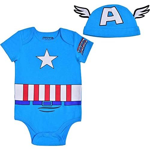 Marvel Avengers Spider-Man, Thor, Captain America, Hulk, Iron Man Boys Short Sleeve and Cap Set for Newborn and Infant
