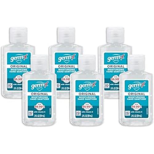 Germ-X Original Hand Sanitizer, Kids Hand Sanitizer, Moisturizing Gel with Vitamin E, Instant and No Rinse Formula, Bulk Mini Travel Size for On-The-Go, 2 Fl Oz (Display Pack of 6)