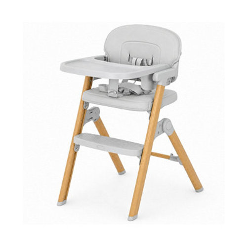 Nordic Style Adjustable Height Collapsible High Chair with Removable Tray, Footrest, 5-Point Harness and Non-Slip Base Feeding Booster Chair