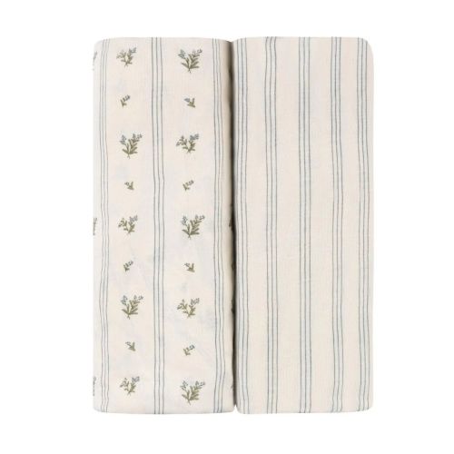 Ely's and Co Blue Linear Berry Leaf - 2 Pack - Crib/Toddler Bed Sheet