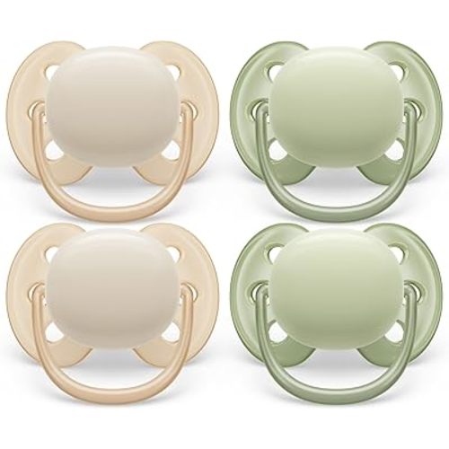 Philips Avent Ultra Soft Pacifier 0-6m, Sand/Pastel Warm Green, 4 pack SCF091/23