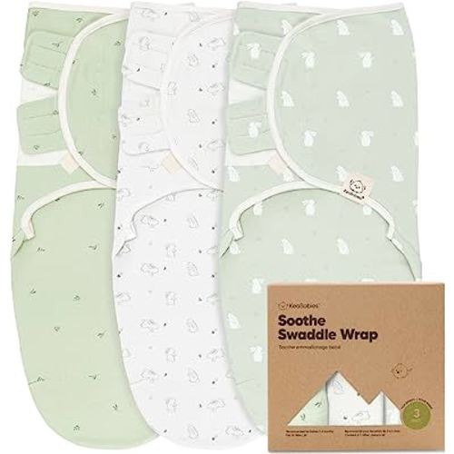 KeaBabies 3-Pack Organic Baby Swaddle Sleep Sacks - Newborn Swaddle Sack, Ergonomic Baby Swaddles 0-3 Months, Swaddles for Newborns,Baby Sleep Sack,Baby Swaddle Blanket Wrap,Baby Essentials (Bunnies)