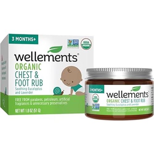 Wellements Organic Baby Chest and Foot Rub | Soothes and Comforts with Eucalyptus and Lavender | Certified Organic | Free From Petroleum, Menthol and Artificial Fragrance | 1.8 Fl Oz. | 3 Months+