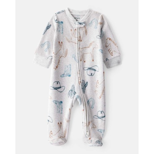 Baby Boy Western Cowboy Print Loose Fit Long-Sleeve Sleep & Play - Grey - Carter's | Carter's