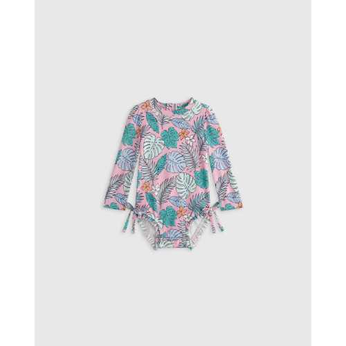 Long Sleeve Tie One-Piece Swimsuit - Baby in Palms
