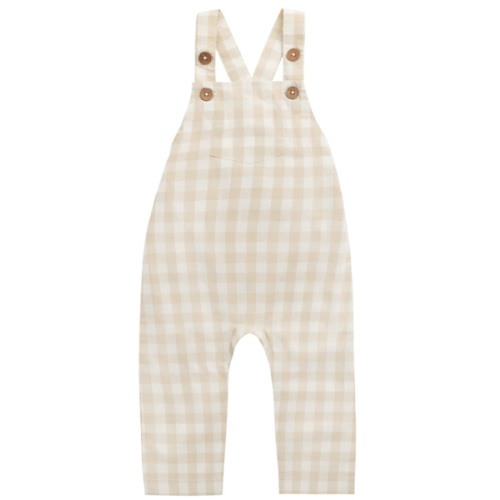 Organic Cotton Kingston Overall - Gingham Pale Khaki
