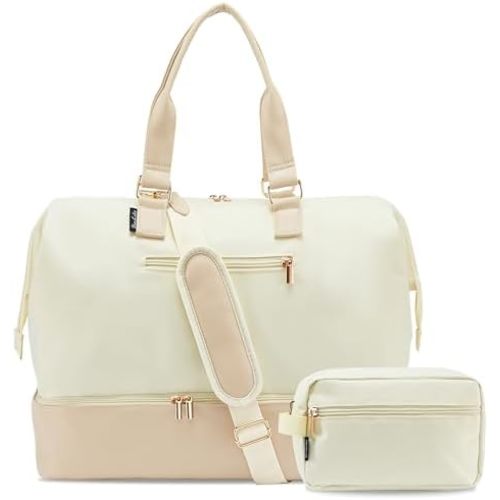 Weekender Bags for Women, Large Travel Duffel Bag with Shoes Compartment, Carry On Overnight Tote Bags with Toiletry Bags, Hospital Bags for Labor and Delivery