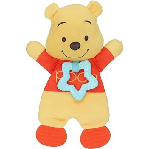 Disney Baby Winnie The Pooh Sensory Blanky with Crinkle and Teether Feet for Infant Baby Boys and Girls Multicolor