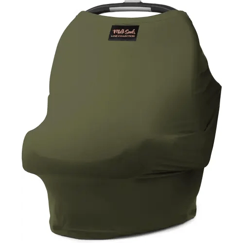 Milk Snob Original 5-in-1 Luxe Cover in Olive - Added Privacy for Breastfeeding, Baby Car Seat, Carrier, Stroller, High Chair, Shopping Cart, Lounger Canopy, Newborn Essentials, Nursing Top