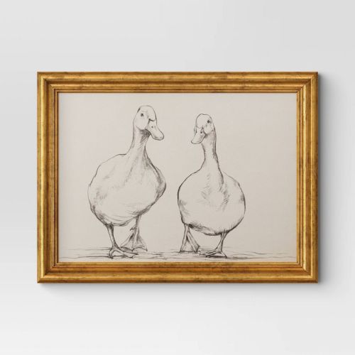 16"x 12" Bird Sketch Canvas Board Framed Art Black - Threshold™
