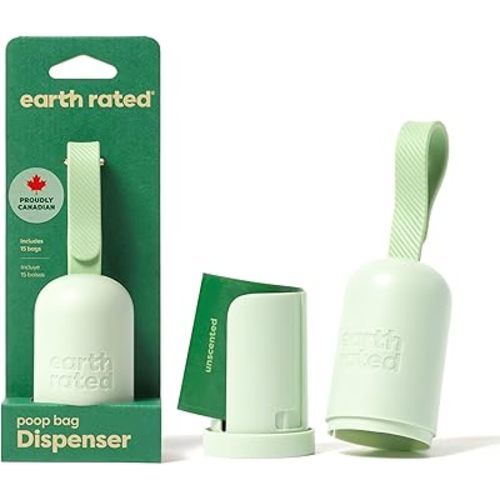 Earth Rated Dog Poop Bag Holder, Durable and Guaranteed Leakproof, Unscented, Dispenser with Starter Roll
