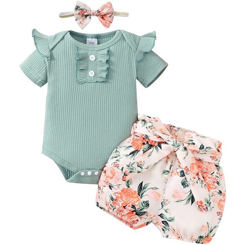 Mioglrie Newborn Baby Girl Clothes Romper Shorts Set Cute Infant Summer Outfits Cotton Baby Clothes for Girls