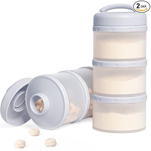 Termichy Stackable Formula Dispenser Portable Milk Powder Container, 2 Pack, Grey