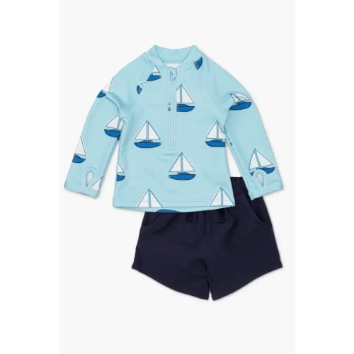 3-6 Month Rashguard Top Swim Trunks Bundle - Organic Baby, Toddler, & Kids Clothes - Monica + Andy