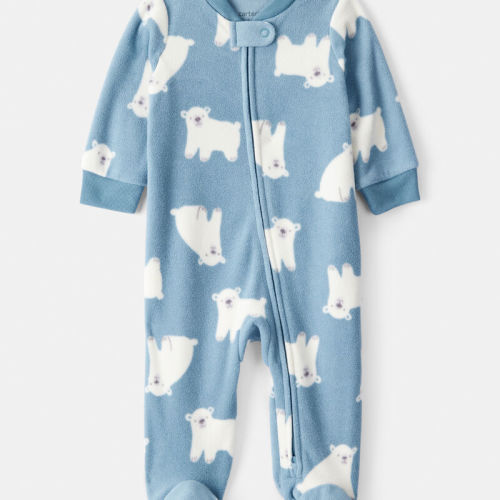 Blue Baby Boy Polar Bear Loose Fit Long-Sleeve Sleeper - Blue | Carter’s Oshkosh Canada