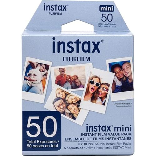 Fujifilm Instax Mini Film, White Multi-Pack (50 Exposures)