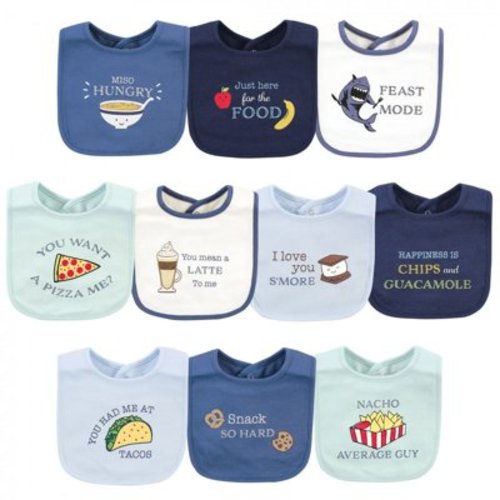 Hudson Baby Infant Boy Cotton Bibs, Food Puns Boy, One Size