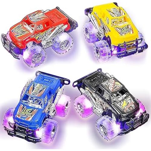 Light-Up Monster Truck Toys (2-Pack) – Push-&-Go Cars with Glowing Wheels – Birthday Gift for Toddlers, Boys & Girls Ages 3+ – Durable Friction-Powered Trucks – Batteries Included