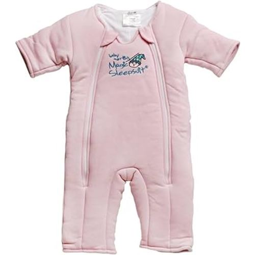 Magic Sleepsuit Baby Merlin's Cotton Baby Swaddle Transition Product - Soft and Cozy Design, Double Zipper for Easy Diaper Changes, Promotes Safe Sleep, 3-6 Months - Pink - Small 12-18lbs