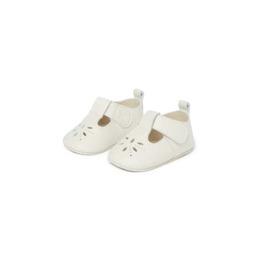 Leather Eyelet T-Bar - Vanilla - Purebaby