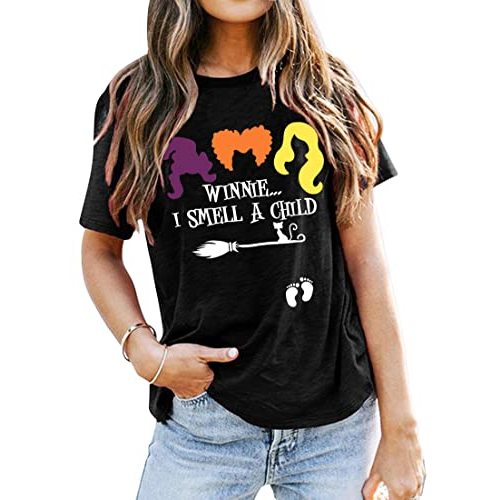 VVNTY Halloween Pregnancy Shirts Women Winnie I Smell A Child Shirt Funny Maternity Graphic Tees