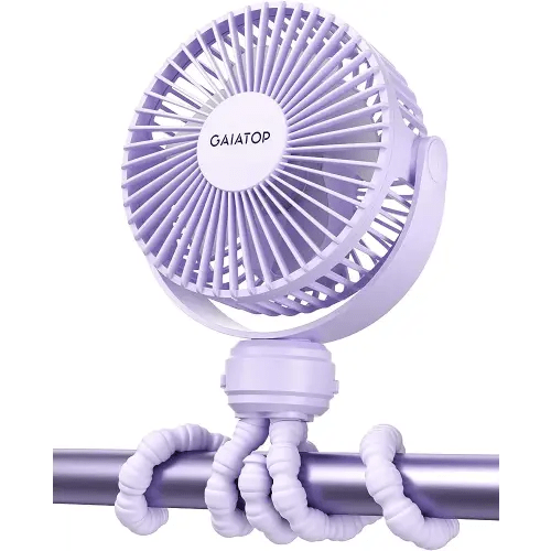 Gaiatop Mini Electric Fan with 360 Rotation, 5.5mm Gaps, Rechargeable Battery, 3 Speeds, Purple