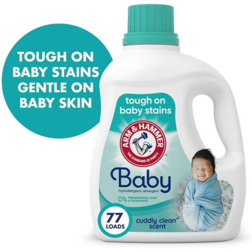 ARM & HAMMER Baby, Hypoallergenic Liquid Laundry Detergent, 100.5 fl oz, 77 Loads