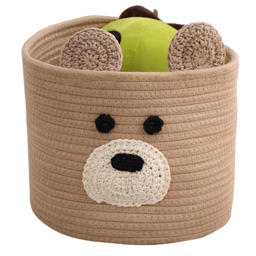 Bear Laundry Baskets Laundry Hamper Storage Basket with Handles,Decorative Basket for Living room,Woven Storage Basket for Toys Bin Pillows Blankets Clothes (Brown)