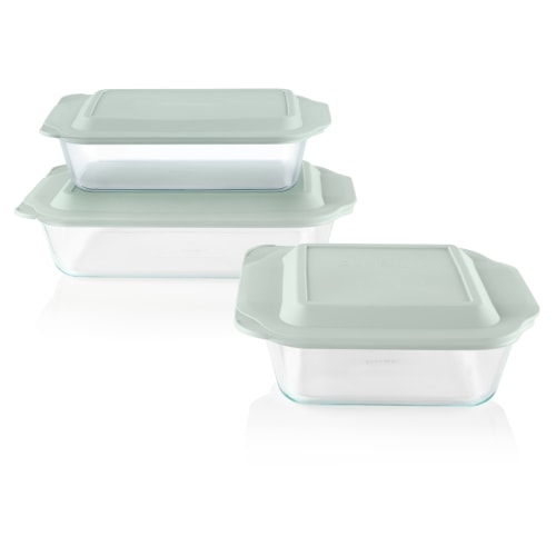 Pyrex® Deep 6-piece Glass Baking Dish Set with Green Sage Lids