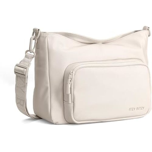 Itzy Ritzy Belong Cargo Caddy for Strollers & Wagons – Convertible Stroller Organizer and Crossbody Bag With Adjustable & Removable Strap, Bottle Holders, Smart Storage Pockets & Secure Straps (Cream)