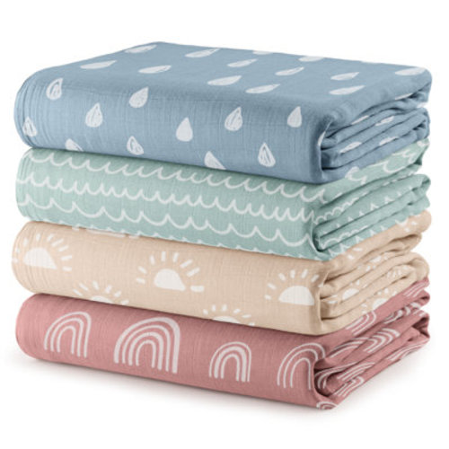 Comfy Cubs Muslin Swaddle Blankets (Pack of 4) - 47” x 47”, Soft Cotton, Large Swaddling Wrap & Reviews | Wayfair