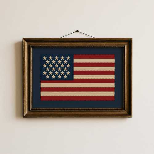 American Flag Print ∙ Preppy Coastal Vintage Boy Room Art