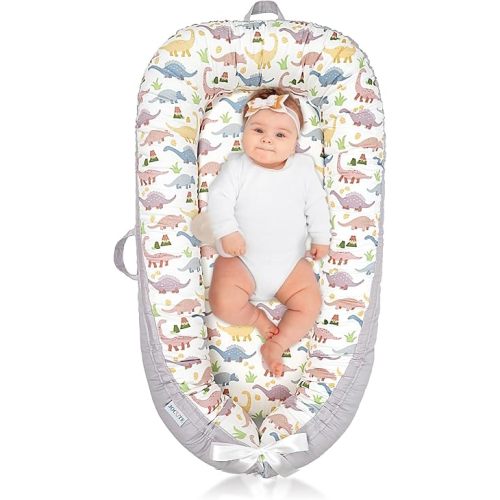 Baby Lounger, Ultra Breathable Soft Cotton Perfect for Tummy Time, Portable & Adjustable Infant Floor Seat for Traveling | Newborn Shower Gift
