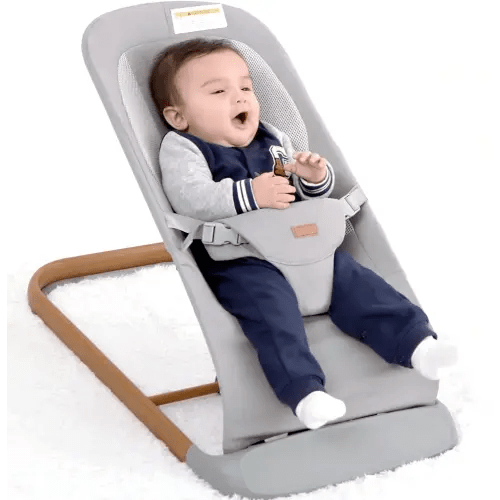 AMKE CooCon Baby Bouncer,Ergonomic Bouncer Seat for Babies with 3 Recline Positions,Portable Newborn Bouncer Seat, Mesh Design Bouncers for Infants,Gray