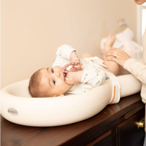 Keekaroo Peanut Changer Baby Vanilla– The Original Made in USA Easy-to-Clean Changing pad and The only Shell Over Foam, Fully Water Repellant