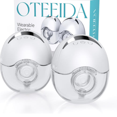 Hands Free Breast Pump Wearable MY-375 - Strong Suction, Low Noise, Wearable Breastfeeding Pump with 4 Mode &12 Levels, Portable Electric Breast Pump 24mm - 17/19/21/Insert/Flange, 2 Pack (White)