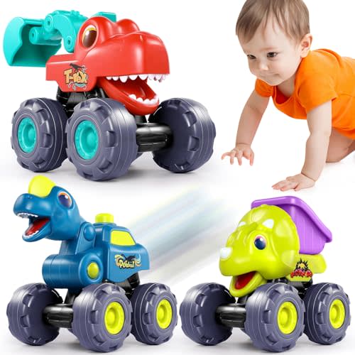 OCATO Dinosaur Monster Trucks for Toddlers 2-4 Years Kids Toy Boys 3-5, Dinosaur Toys for Kids 1 2 3 4 5 Year Old Boy Girl Birthday Gift Xmas Stocking Stuffers Baby Toddler Boy Toys Gifts Age 1 2 3 4
