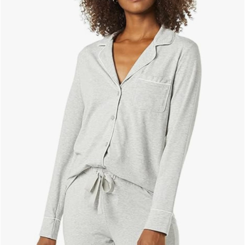 Amazon Essentials Women's Cotton Modal Long-Sleeve Shirt and Full-Length Bottom Pajama Set