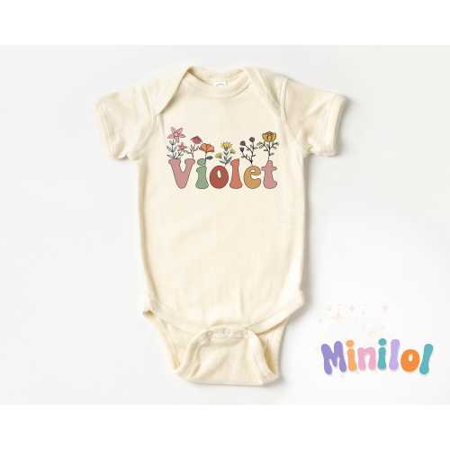 Personalized Wild Flower Baby Onesies®, Custom Baby Bodysuit, Girl Outfit, Girl Clothes, Custom Baby Gift, Personalized Baby Gifts