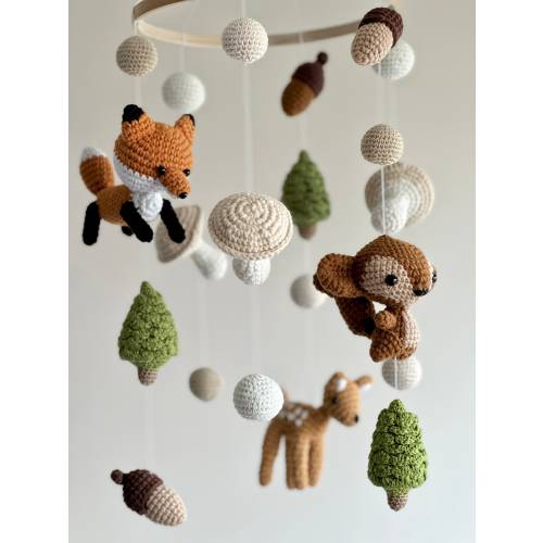 Woodland animals baby mobile, handmade forest animals nursery, jungle animals baby mobile, shower gift