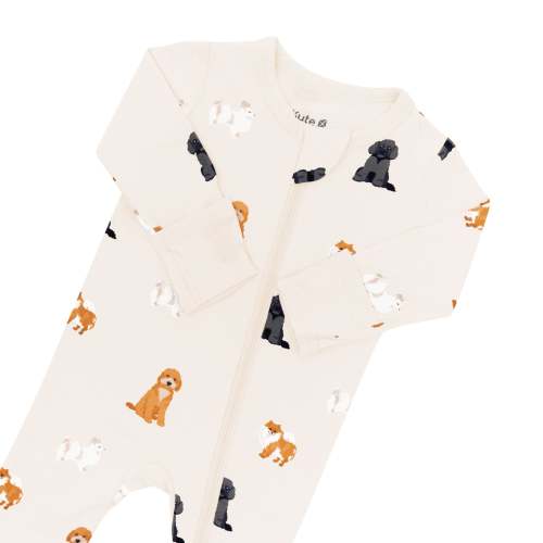 Zippered Footie in Fluffy Dog