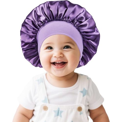 Satin Baby Bonnet for Sleeping Silk Sleep Cap Bonnets for Baby Girls and Boys Infant Purple