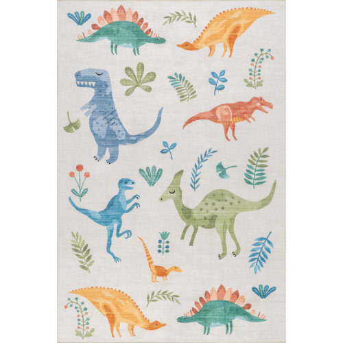 Latitude Run® Dinosaur Asiyah Machine Washable Kids Area Rug | Wayfair